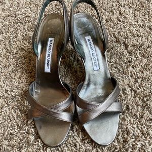 Silver Manolo Blahniks size 38.5